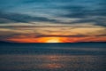 Croatia, island of Pag, beautiful dramatic sunset over Adriatic sea Royalty Free Stock Photo