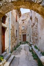 Croatia Istria. Ancient abandoned medieval town Plomin. Arch