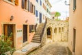 Croatia, Istria, cobbled streetin the old historical town of Motovun Royalty Free Stock Photo