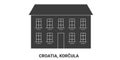 Croatia, Korcula travel landmark vector illustration