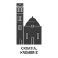 Croatia, Kromeriz travel landmark vector illustration