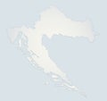 Croatia map blue white paper 3D blank