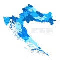 Croatia map. Cities, regions. Vector Royalty Free Stock Photo