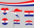 Croatia Flag Map Ribbon And Heart Icons Vector Royalty Free Stock Photo