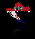 Croatia map flag with reflection illustration Royalty Free Stock Photo