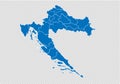 Croatia map - High detailed blue map with counties/regions/states of croatia. croatia map isolated on transparent background Royalty Free Stock Photo
