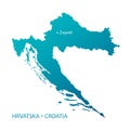 Croatia map highly detailed blue vector