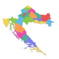 Croatia map, new political detailed map, separate individual regions, with state names, isolated on white background 3D blank