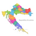 Croatia map, new political detailed map, separate individual regions, with state names, isolated on white background 3D Royalty Free Stock Photo