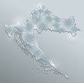 Croatia map separate region individual blank glass card 3D raster