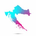 Croatia map triangle low poly geometric polygonal abstract style.