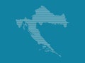 Croatia map vector illustration using simple straight lines of white color on blue background