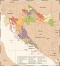 Croatia Map - Vintage Detailed Vector Illustration Royalty Free Stock Photo