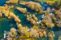 Croatia, Mreznica river from air, drone shoot, top down view, Karlovac county Royalty Free Stock Photo