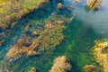 Croatia, Mreznica river from air, drone shoot, top down view, Karlovac county Royalty Free Stock Photo