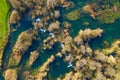 Croatia, Mreznica river from air, drone shoot, top down view, Karlovac county Royalty Free Stock Photo