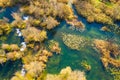 Croatia, Mreznica river from air, drone shoot, top down view, Karlovac county Royalty Free Stock Photo