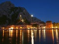 Croatia old town Omis at night Royalty Free Stock Photo