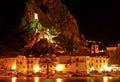 Croatia - Omis and old fort Mirabela at night Royalty Free Stock Photo
