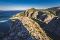 Croatia, Omis old fortress Fortica castle view of sea. beautiful Croatian moutains.