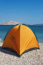 Croatia, Pag island, Rucica, beach, bay, tent, camping, relaxation, hiking, holiday, Europe, Island of Pag Royalty Free Stock Photo