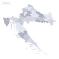 Croatia political map of administrative divisions