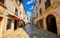 Croatia Porec. Central street old town paved Royalty Free Stock Photo