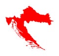 Croatia red map silhouette.