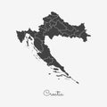 Croatia region map: grey outline on white. Royalty Free Stock Photo