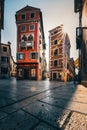 Croatia - Rovinj on Istria peninsula. Old town cobbled street.Beautiful colorful old house in Rovinj, Croatia, Europe