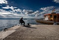 Croatia, Rovinj - June 2019. Fishing in the old town of Rovinj