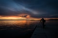 Croatia, Rovinj - June 2019. Sunset on the embankment of the Mediterranean Sea in the old town of Rovinj