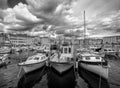 Croatia, Rovinj - June 2019. Yachts on the pier of the old town of Rovinj