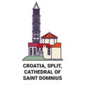 Croatia, Split, Cathedral Of Saint Domnius travel landmark vector illustration