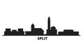 Croatia, Split city skyline isolated vector illustration. Croatia, Split travel black cityscape