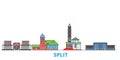 Croatia, Split line cityscape, flat vector. Travel city landmark, oultine illustration, line world icons