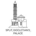 Croatia, Split, Diocletian's , Palace travel landmark vector illustration