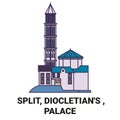 Croatia, Split, Diocletian's , Palace travel landmark vector illustration