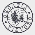 Croatia Stamp Postal. Map Silhouette Seal. Passport Round Design. Vector Icon. Design Retro Travel.