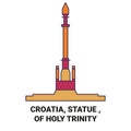 Croatia, Statue , Of Holy Trinity travel landmark vector illustration