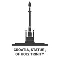 Croatia, Statue , Of Holy Trinity travel landmark vector illustration
