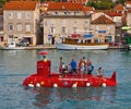 Croatia,tourists on a red semi submarine in front of Ciovo island