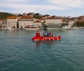 Croatia,tourists on a red semi submarine in front of Ciovo island