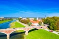 Croatia, town of Sisak, old town center and bridge over Kupa river Royalty Free Stock Photo