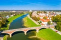 Croatia, town of Sisak, old town center and bridge over Kupa river Royalty Free Stock Photo