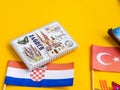 Croatia travel concept, flag and magnet from Zagreb