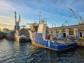 Croatia, Trogir, November 1st 2025 - Moan Marin workboat alongside at a shipyard undergoing extensive refit Royalty Free Stock Photo