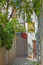 Croatia, Trogir - old town street with hotel signs
