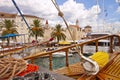 Croatia, Trogir- view of the city from a salboat in the harbor