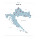 Croatia map vector with red pin